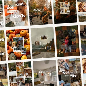 Mallar för höstens Instagram-inlägg, Canva-mallar för höstens fotodump, innehållsskapare, användargenererat innehåll, karuseller, flödesmodeller, sociala medier
