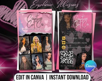 Tarjeta de presentación personalizada para peluquería, manicura, pestañas y belleza.