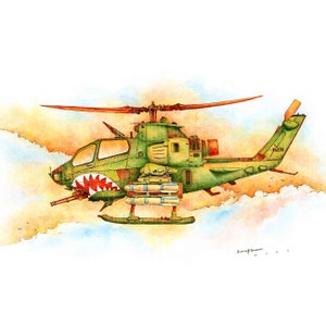 AH-1 Cobra Helicopter Print, Huey Cobra Helicopter Wall Art, Nursery Wall Decor, Boys Room, Military Aviation Wall Decor, Gifts for Veterans