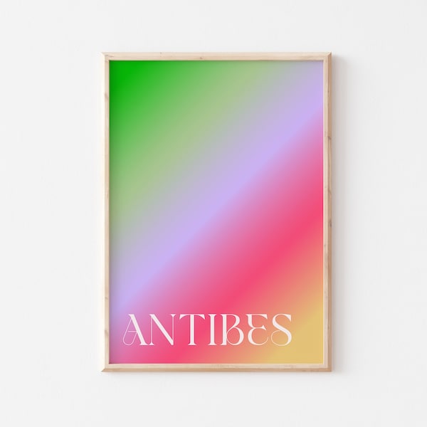 Antibes Travel Print, Antibes Quote Poster, Pastel Antibes Art, Antibes Typographic Print, Antibes Wall Art