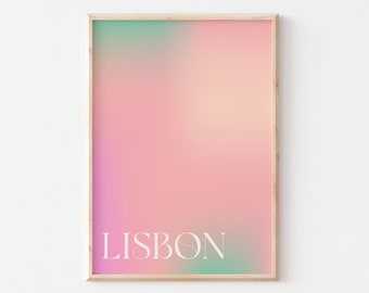 Lisbon Travel Print, Lisbon Quote Poster, Pastel Lisbon Art, Lisbon Typographic Print, Lisbon Wall Art