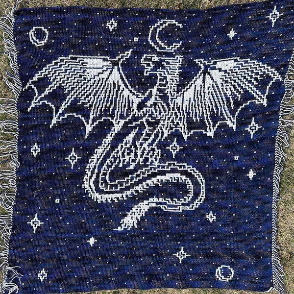 Celestial Dragon Overlay Mosaic crochet blanket PATTERN ONLY