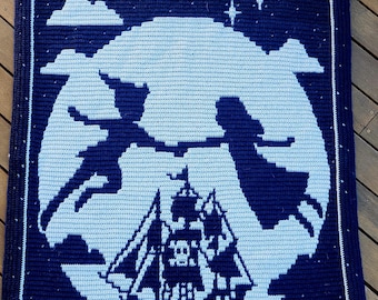 Peter Pan "Never Grow Up" Overlay Mosaic crochet blanket PATTERN ONLY