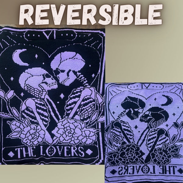 The Lovers Tarot REVERSIBLE Overlay Mosaic crochet blanket PATTERN ONLY