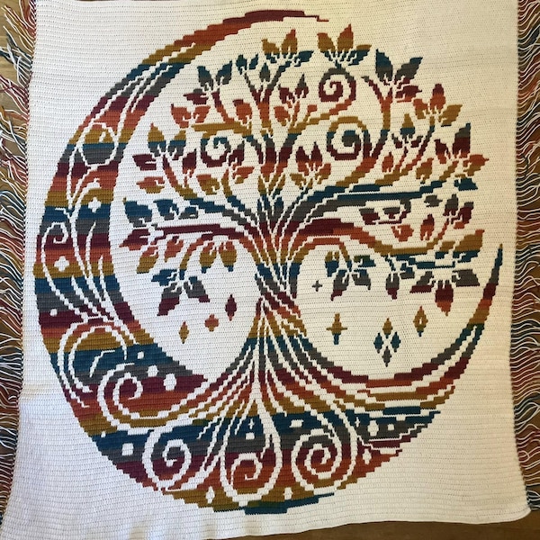 Lunar Tree of Life Overlay Mosaic crochet blanket PATTERN ONLY