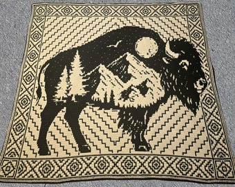 Brutus the Bison Mosaic Crochet Blanket PATTERN ONLY