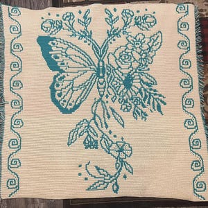 Floral Butterfly Overlay Mosaic crochet blanket PATTERN ONLY