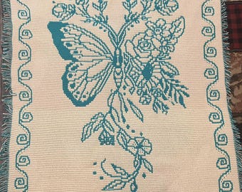 Floral Butterfly Overlay Mosaic crochet blanket PATTERN ONLY