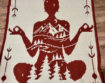 Nature's Serenity Yoga Overlay Mosaic crochet blanket PATTERN ONLY