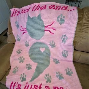 Semicolon cat Mosaic crochet blanket PATTERN ONLY