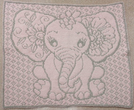Chloe Elephant Overly Mosaic Crochet Blanket PATTERN ONLY Etsy Canada
