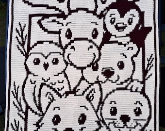 Arctic Animals baby nursery Overlay Mosaic crochet blanket PATTERN ONLY