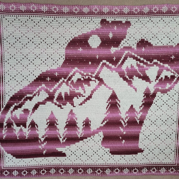 Wilderness Bears  Mosaic Crochet Blanket PATTERN ONLY