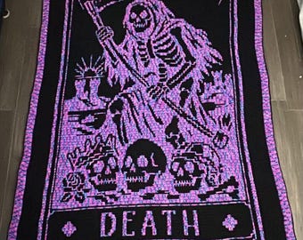 Death Tarot Card Overlay Mosaic crochet blanket PATTERN ONLY