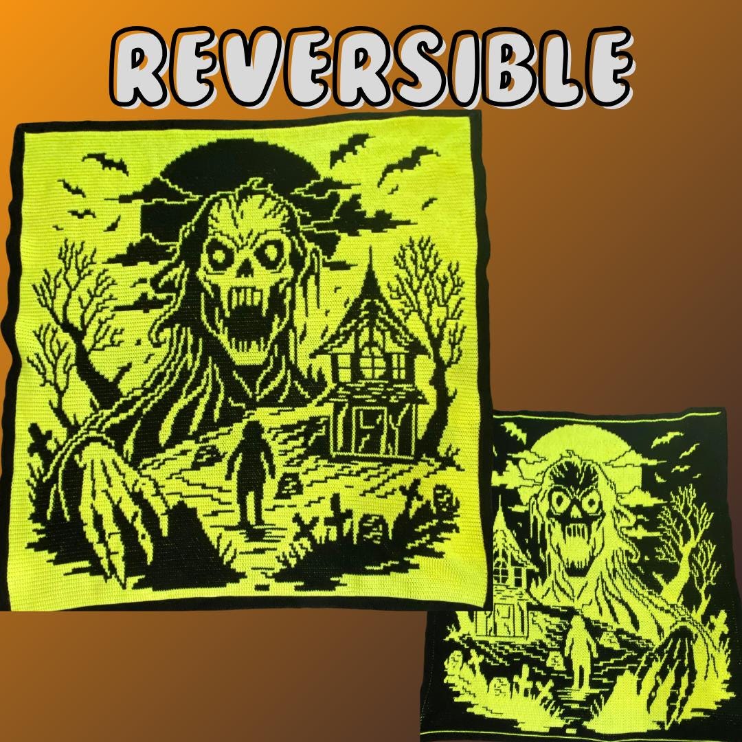 Fright Night Halloween Overlay Mosaic Crochet Blanket PATTERN ONLY