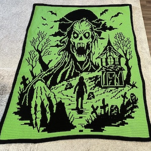 Fright Night Halloween Overlay Mosaic crochet blanket PATTERN ONLY