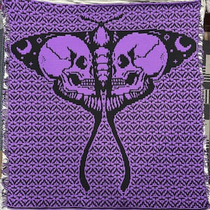 Gothic Moth Overlay Mosaic crochet blanket PATTERN ONLY