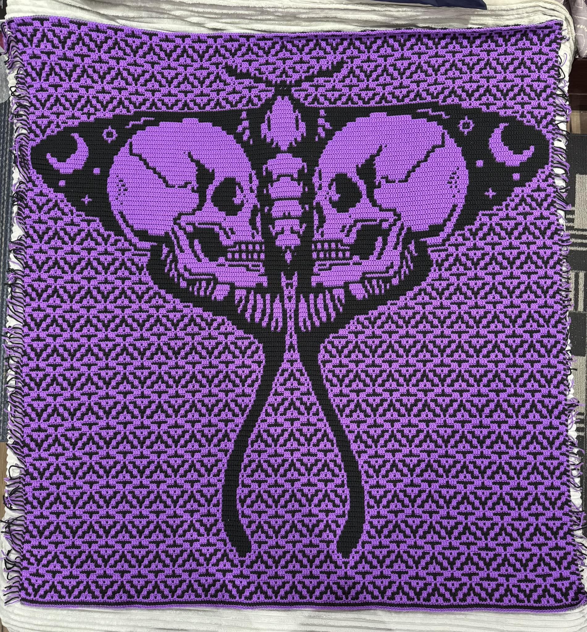 Gothic Moth Overlay Mosaic crochet blanket PATTERN ONLY