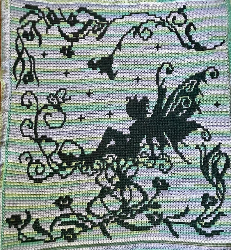 Garden Fairy REVERSIBLE Mosaic Crochet Blanket PATTERN ONLY Etsy