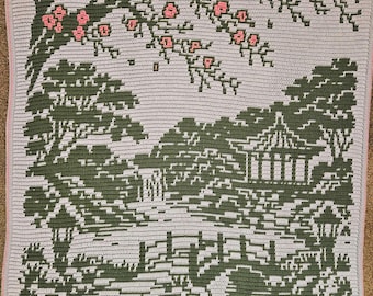 Japanese Garden Overlay Mosaic crochet blanket PATTERN ONLY