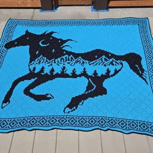 Wild Spirit horse Mosaic Crochet Blanket PATTERN ONLY