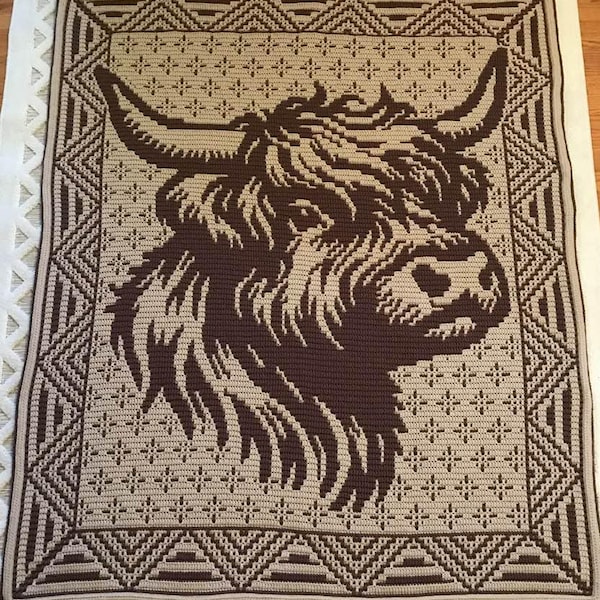 Highland Hamish Mosaic Crochet Blanket PATTERN ONLY