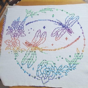 Dance of the Dragonflies Overlay Mosaic crochet blanket PATTERN ONLY