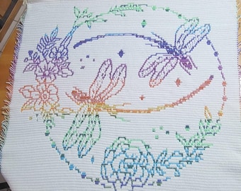 Dance of the Dragonflies Overlay Mosaic crochet blanket PATTERN ONLY
