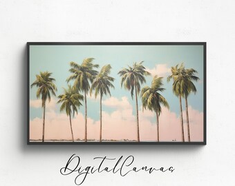 Samsung Frame TV Art | Miami Palm Tree | Ocean Summer Art | Beach Frame TV | Digital Art Décor