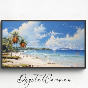 Samsung Frame TV Art | Summer Beach Art | Oil Painting TV Art | Digital Art Décor