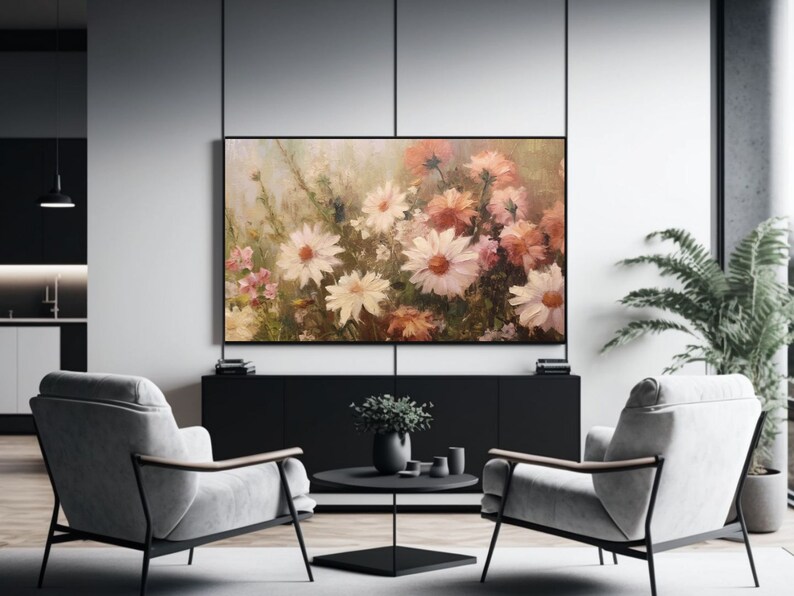Samsung TV Frame Art Summer Oil Painting Floral TV Wallpaper Vintage