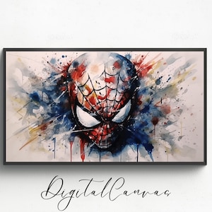 Rahmen TV Kunst | Aquarell | Spider Man | Popkultur | Superheld | Digitale Kunst | Abstrakte Kunst |