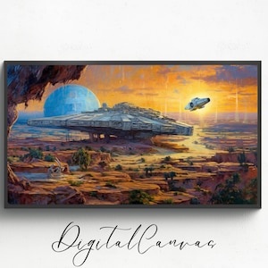 Samsung TV Frame Art | Lost in the Canyons | Millennium Falcon | Star Wars Art | Samsung Frame TV Art | Oil Painting For Frame TV |
