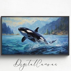 Samsung Frame TV Art | Orca Art | Whale Beach Frame TV | Digital Art Décor