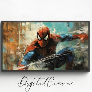 Samsung TV Frame Art | Spiderman | Abstract Art | Gift | Oil Painting | Samsung Frame TV Art | Superhero Art For Frame TV | Digital Art Deco