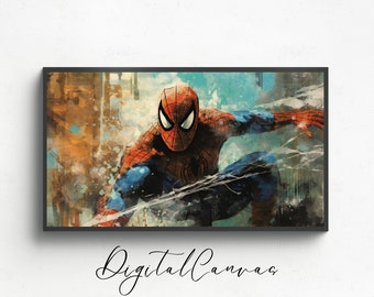Samsung TV Frame Art | Spiderman | Abstract Art | Gift | Oil Painting | Samsung Frame TV Art | Superhero Art For Frame TV | Digital Art Deco