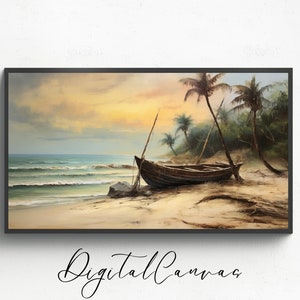 Beach | Summer | Vintage | Samsung TV Frame Art | Oil Painting | Samsung Frame TV Art | Samsung TV | Frame Art Wall |  Digital Art Download