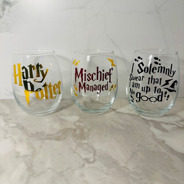 Harry Potter / Mischeif Managed/ Riddikulus / Jure solennellement / verre à vin