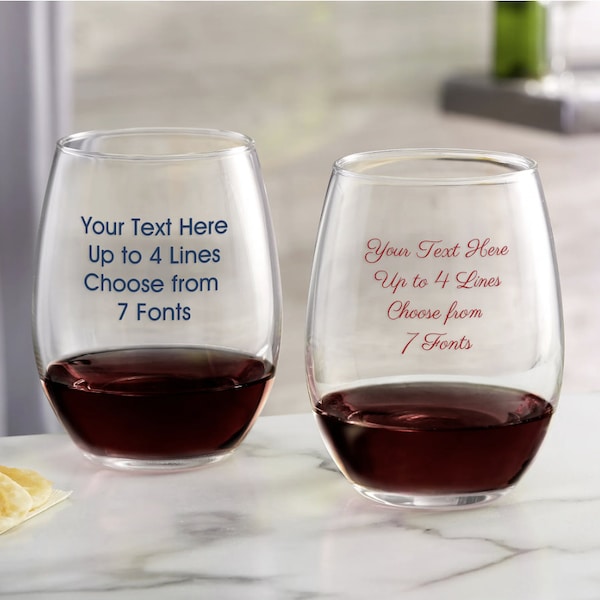 Personalized Custom Text Wine Glass