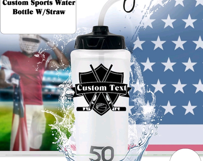 Personalized Hockey Water Bottle / Football Water Bottle / Sports water bottle / custom