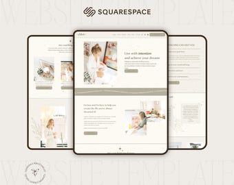 Squarespace-Vorlage für Lifestyle-Coach, Coaching-Website-Vorlage für Squarespace 7.1, erstellt mit Fluid Modul, Boho Beige Olive Ästhetik