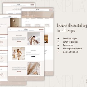 Therapist Squarespace website template essential pages for therapists