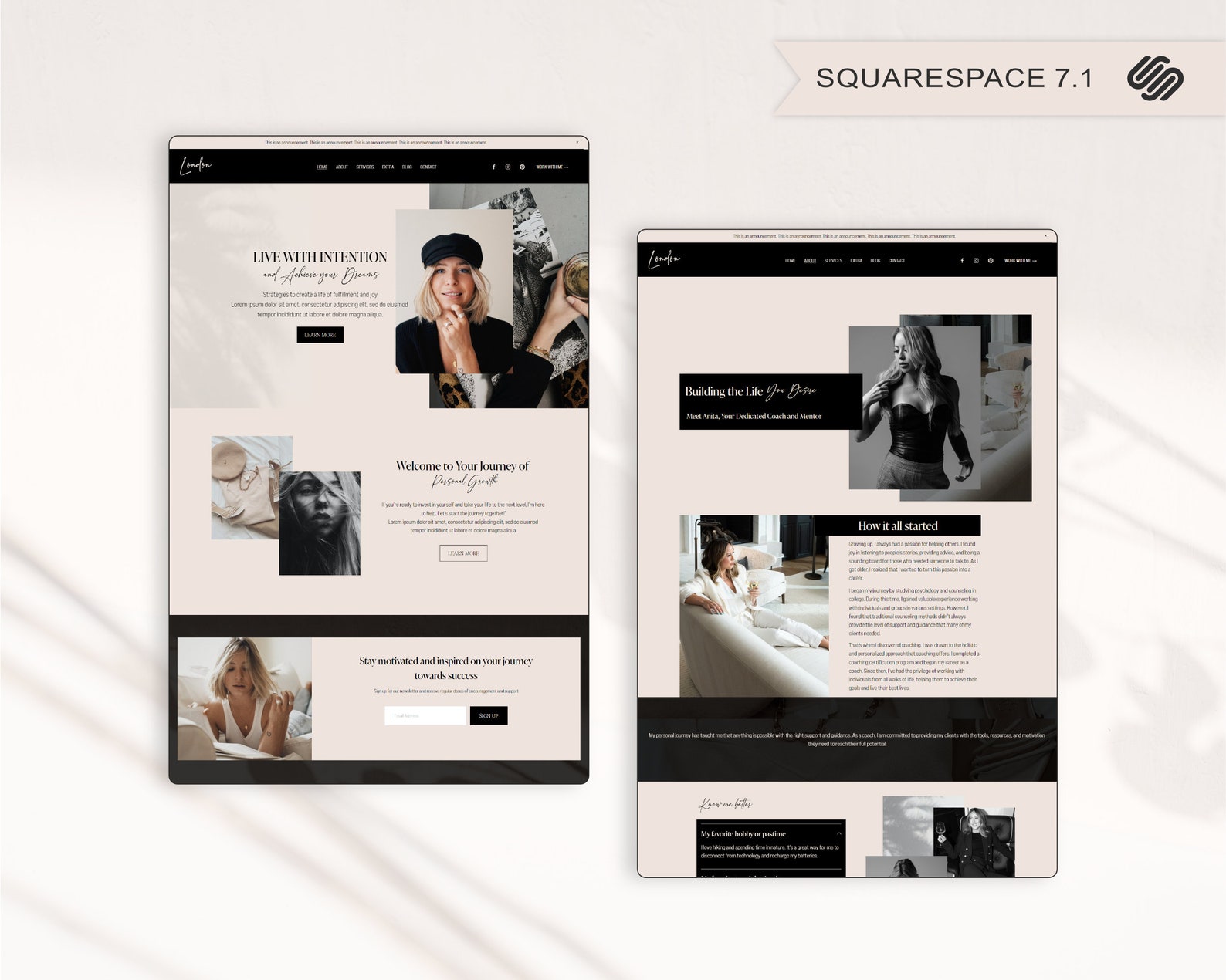 Squarespace Template for Coach, Luxury Website Template for Squarespace ...
