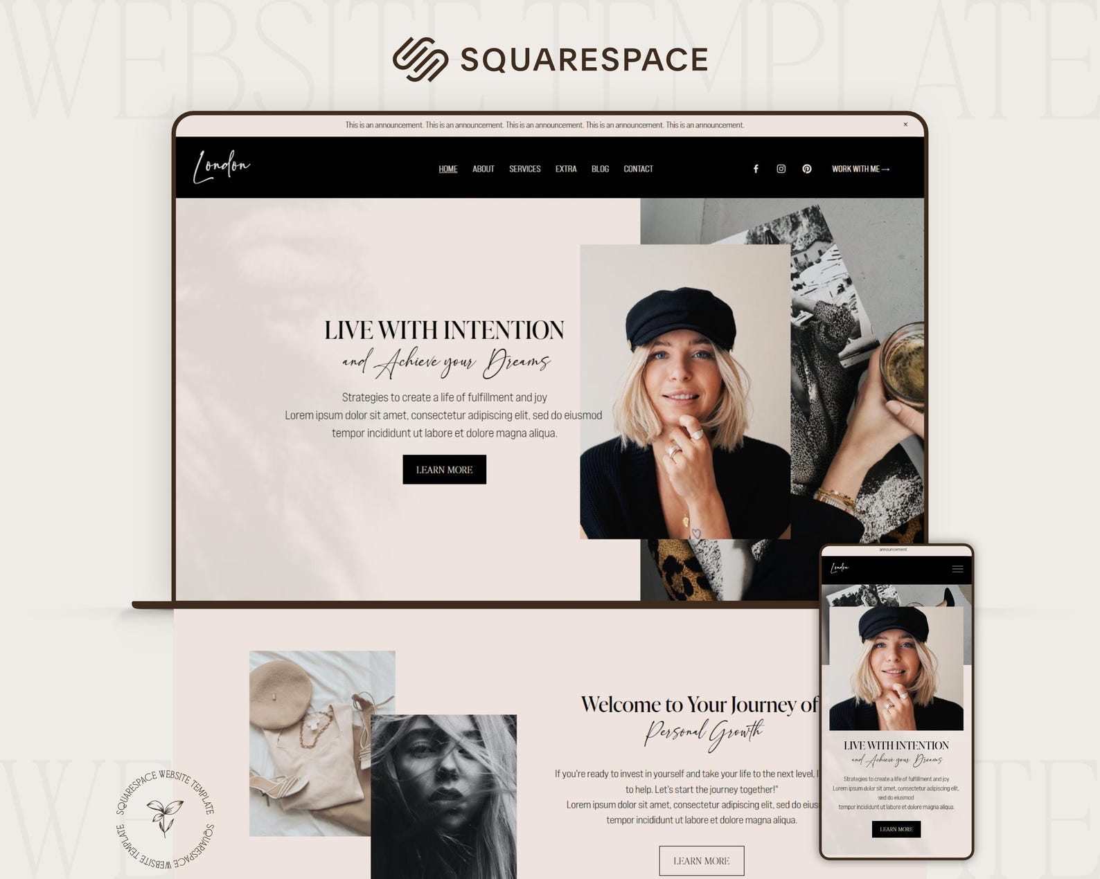Squarespace Template for Coach, Luxury Website Template for Squarespace ...