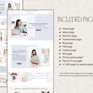 squarespace template for therapist in pastel blue  colors, therapist squarespace website design