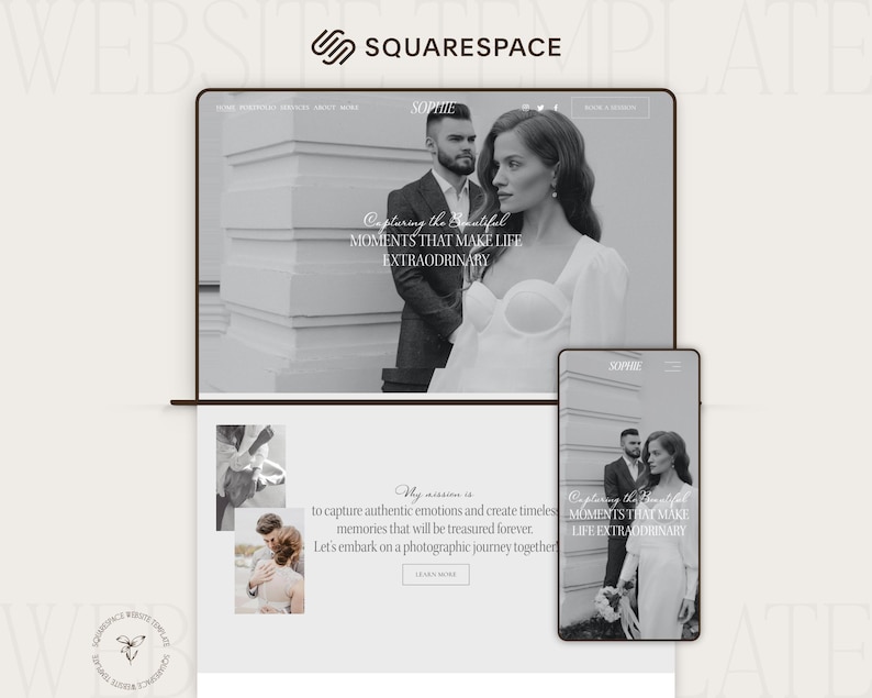 Squarespace template photographer - homepage design