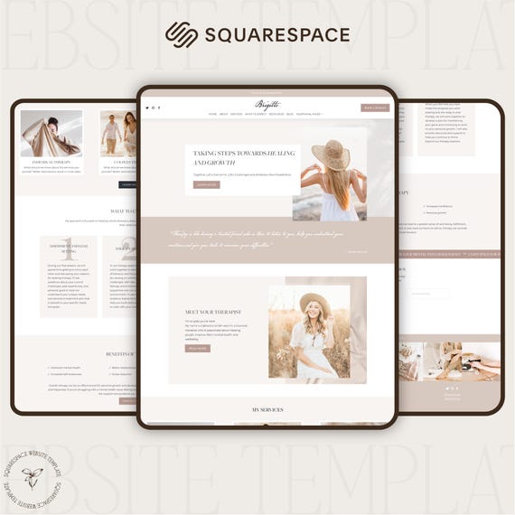 Squarespace Template Therapist | Therapist Website Template for Squarespace 7.1 | Coach Website