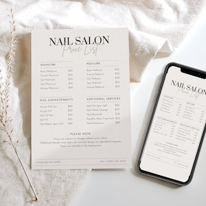 Editable nail salon price list template • Edit in Canva • Beauty salon price list template