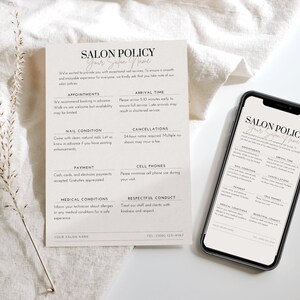 Editable nail salon policy template • Edit in Canva • Beauty salon rules template