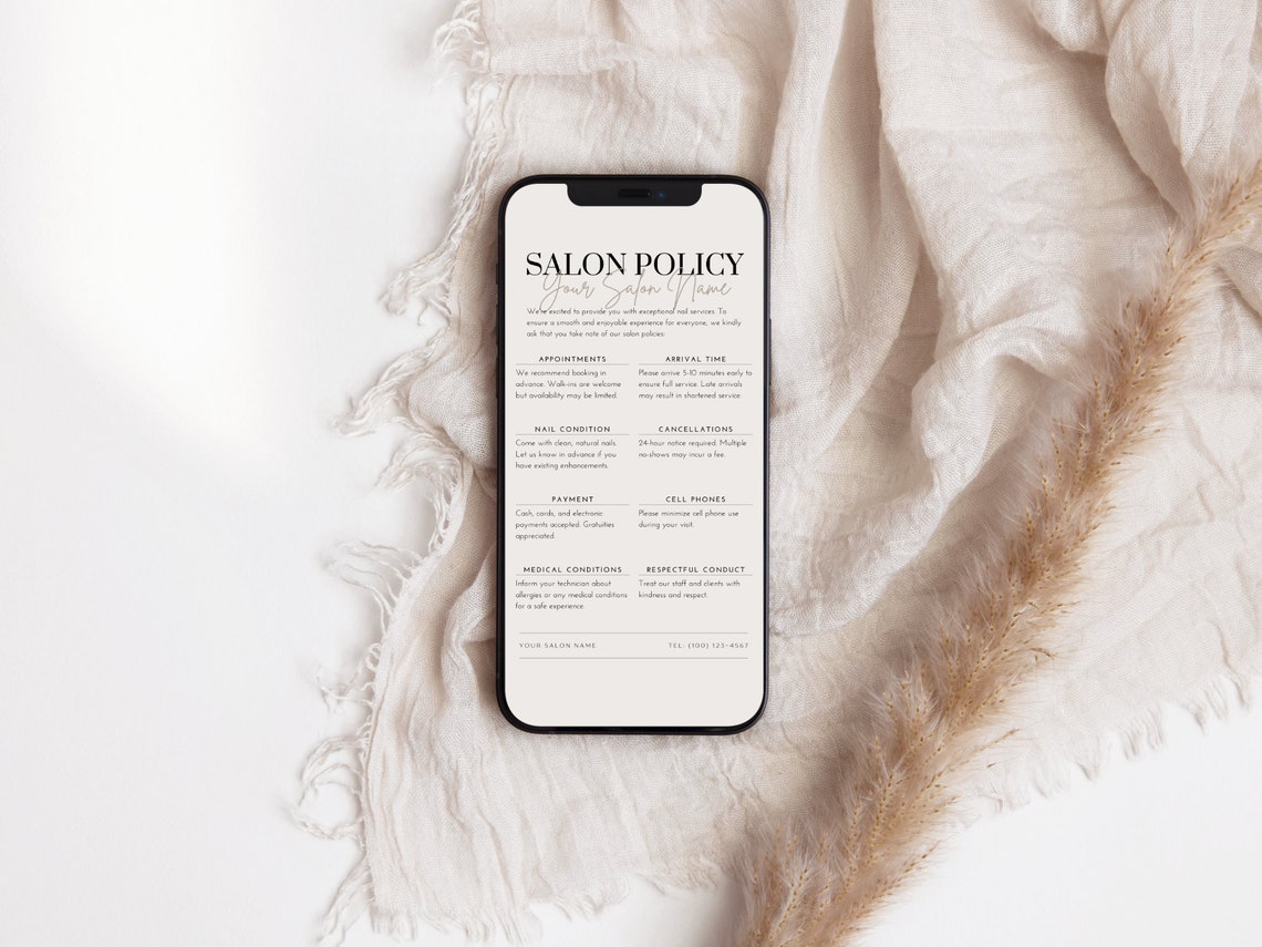 Editable Nail Salon Policy Template • Edit in Canva • Beauty Salon ...